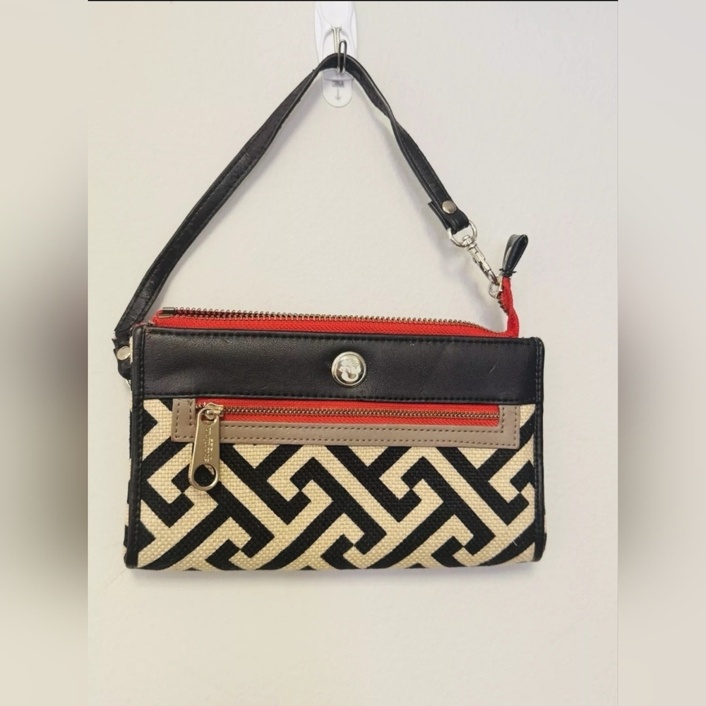 SPARTINA Daufuskie Island Wristlet, Black Tan Geometric Design